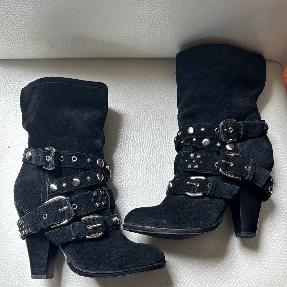 BCBGeneration Black Heeled Boots with Studded Embellishments